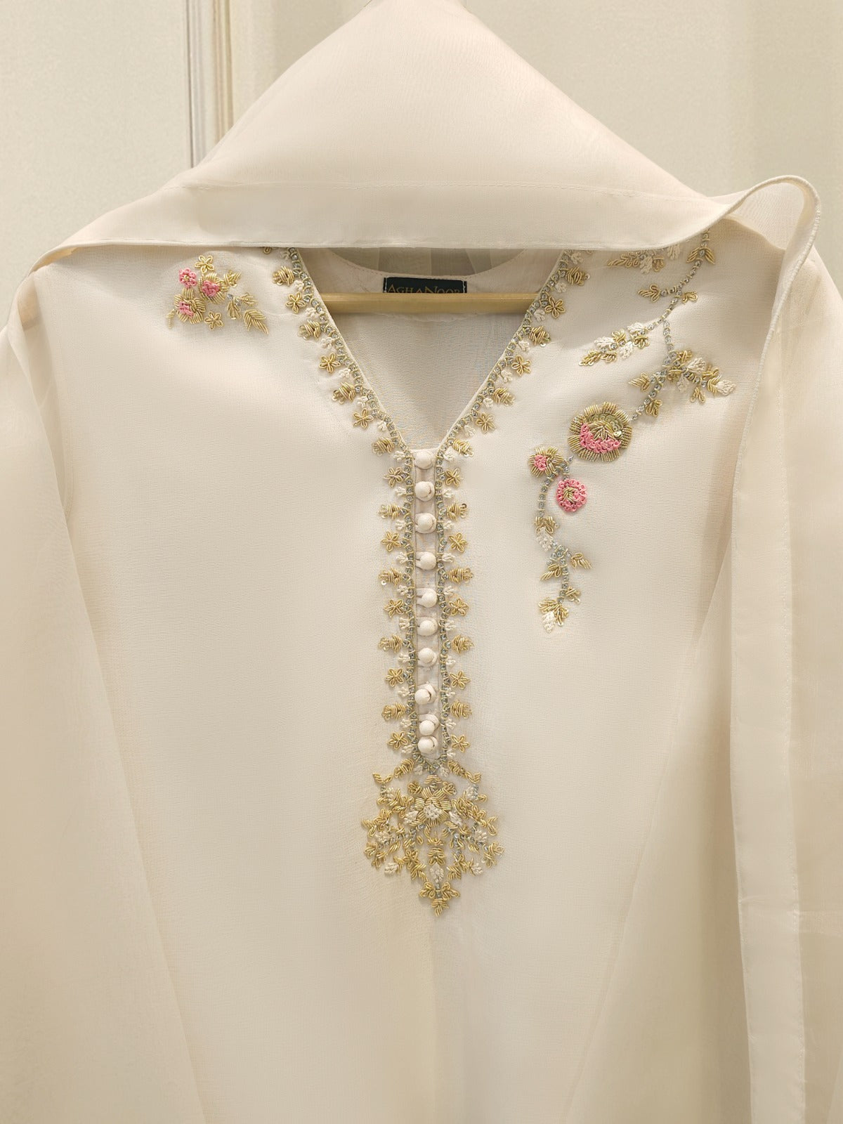 3 Piece - Pure Embroidered Organza Suit S112075