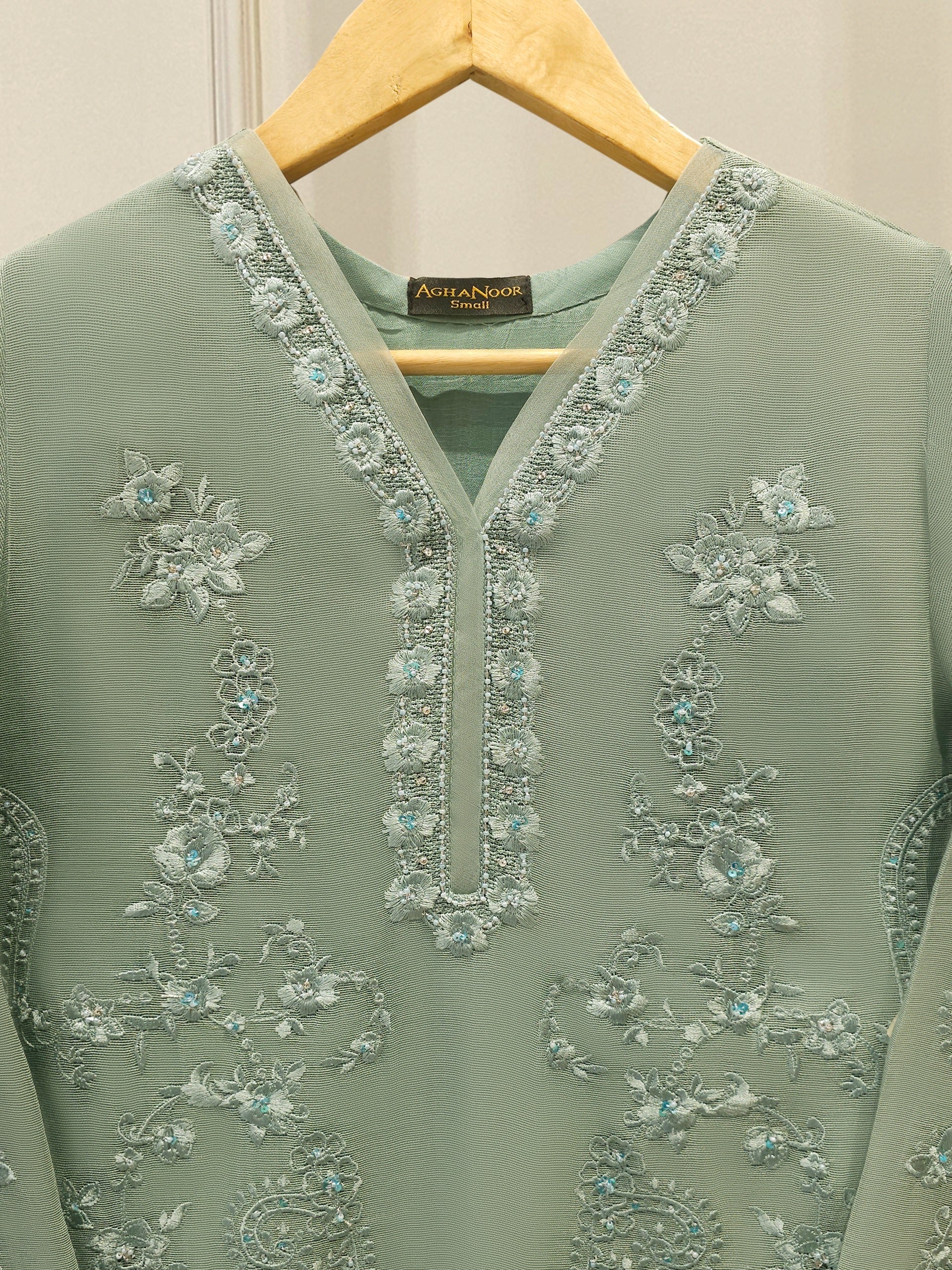 2 Piece - Pure Embroidered Cotton Net Suit S112367