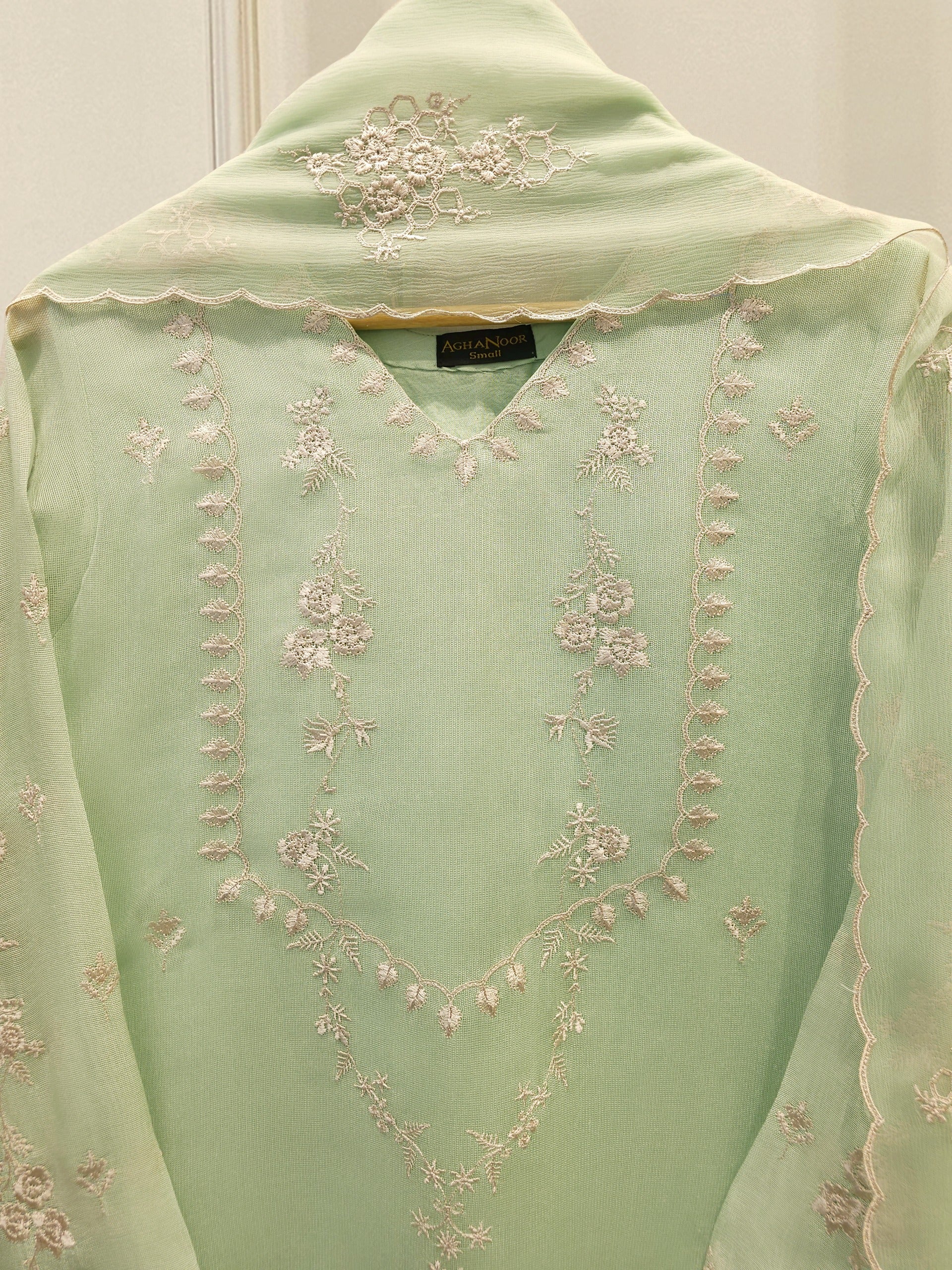 3 Piece - Pure Embroidered Cotton Net Suit S112378