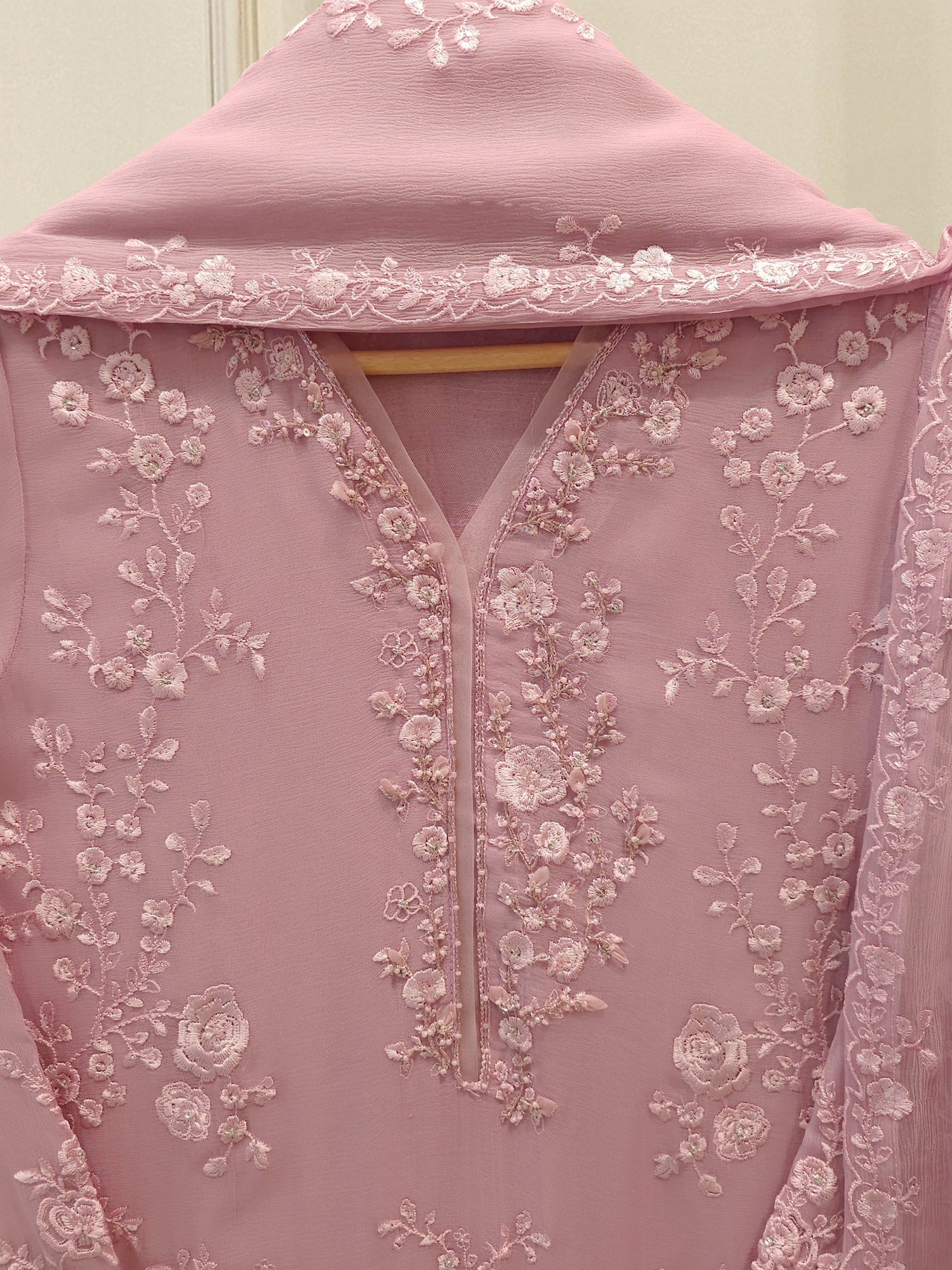 3 Piece - Pure Chiffon Embroidered Suit S112560