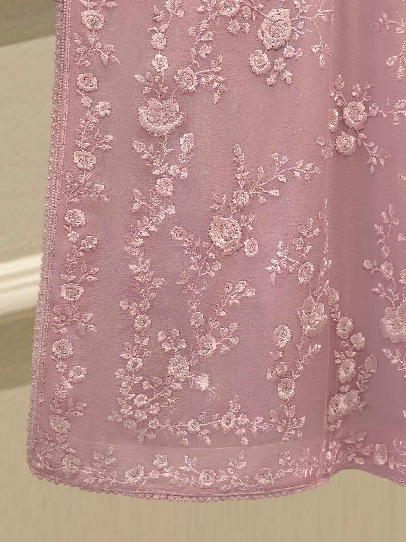3 Piece - Pure Chiffon Embroidered Suit S112560