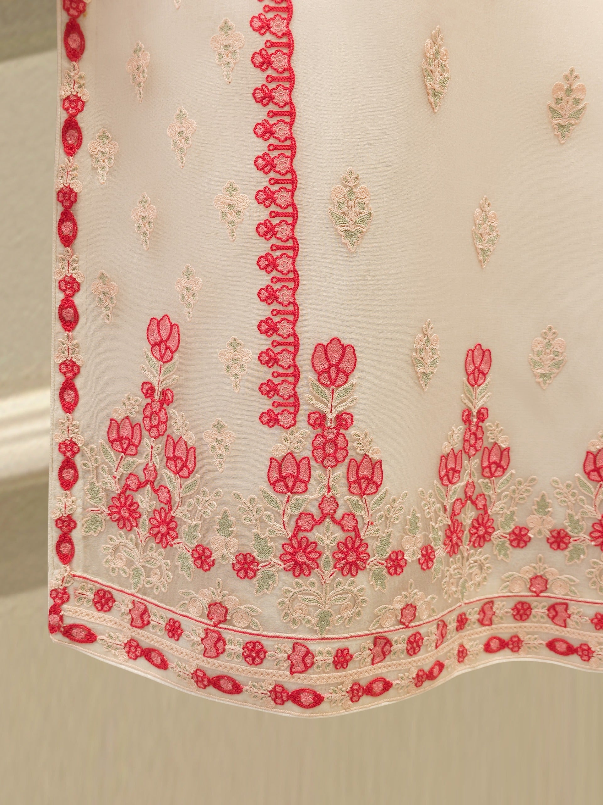 3 Piece - Pure Organza Embroidered Suit S113025