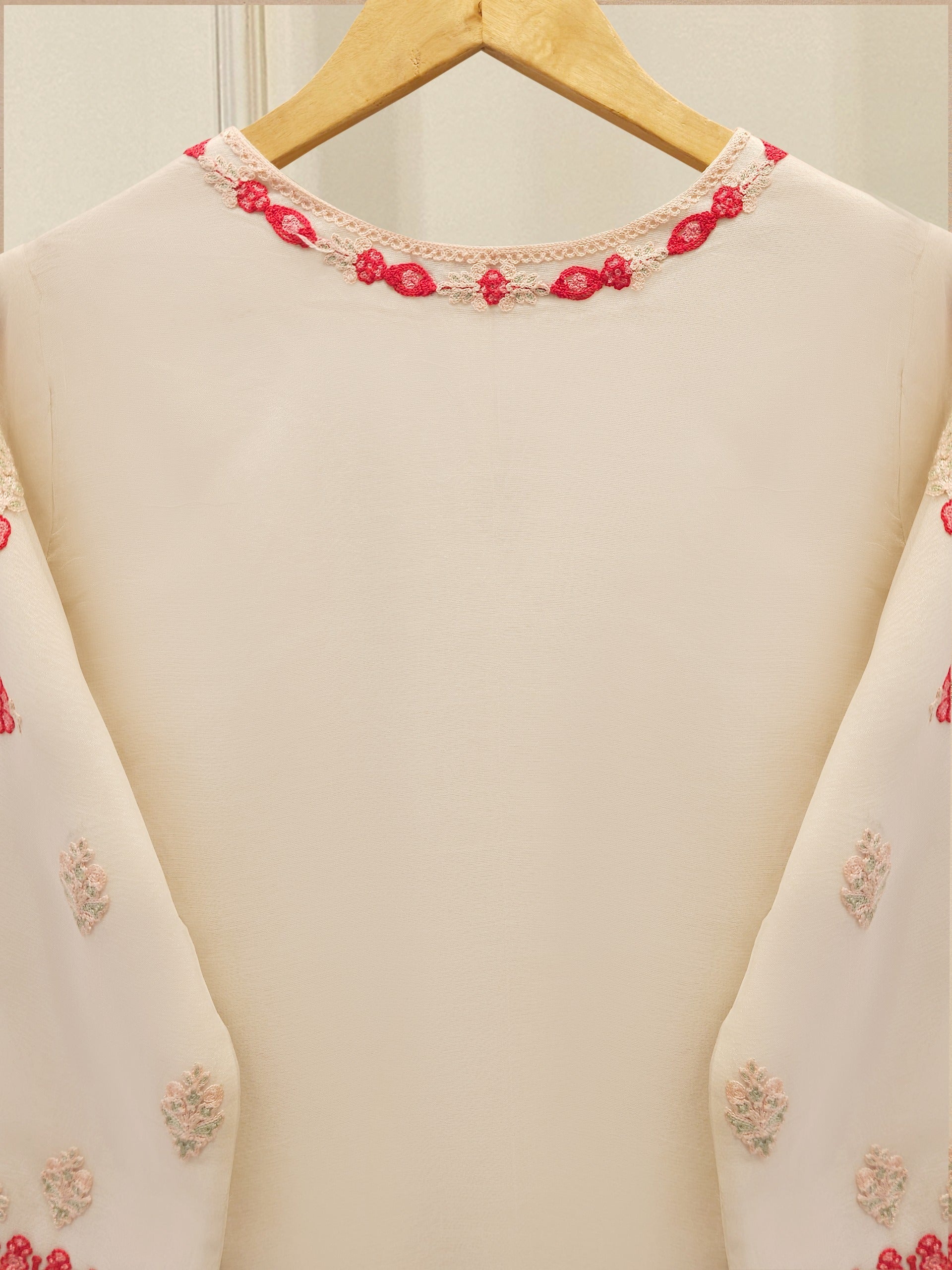 3 Piece - Pure Organza Embroidered Suit S113025