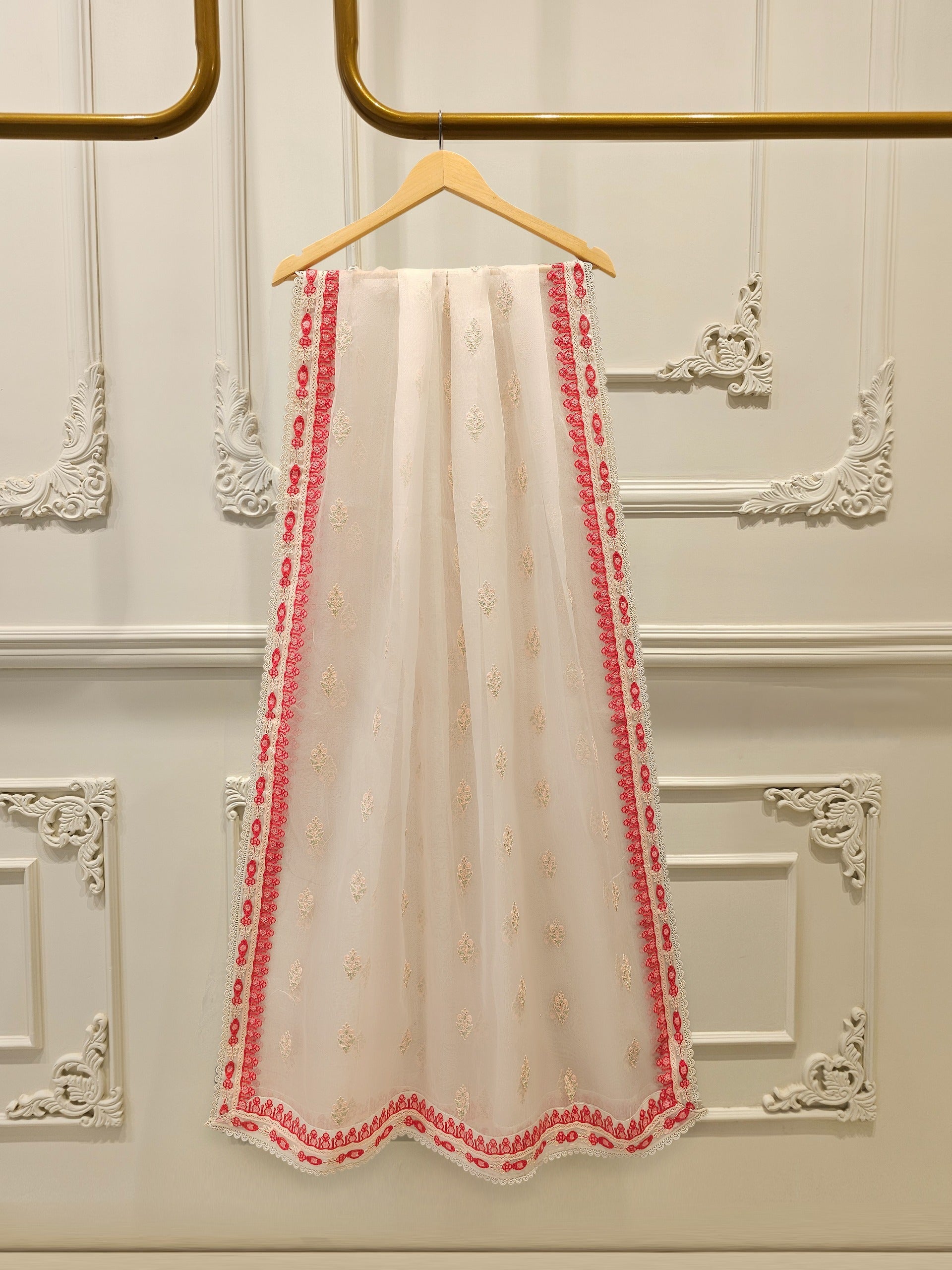 3 Piece - Pure Organza Embroidered Suit S113025