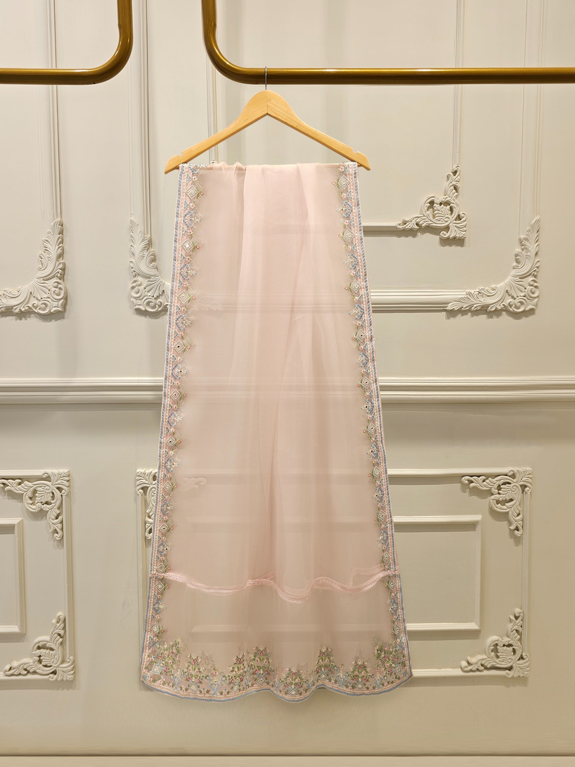 3 Piece - Pure Embroidered Cotton Net Suit S113032