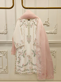 3 Piece- Pure Sheesha Silk Embroidered Suit S113042