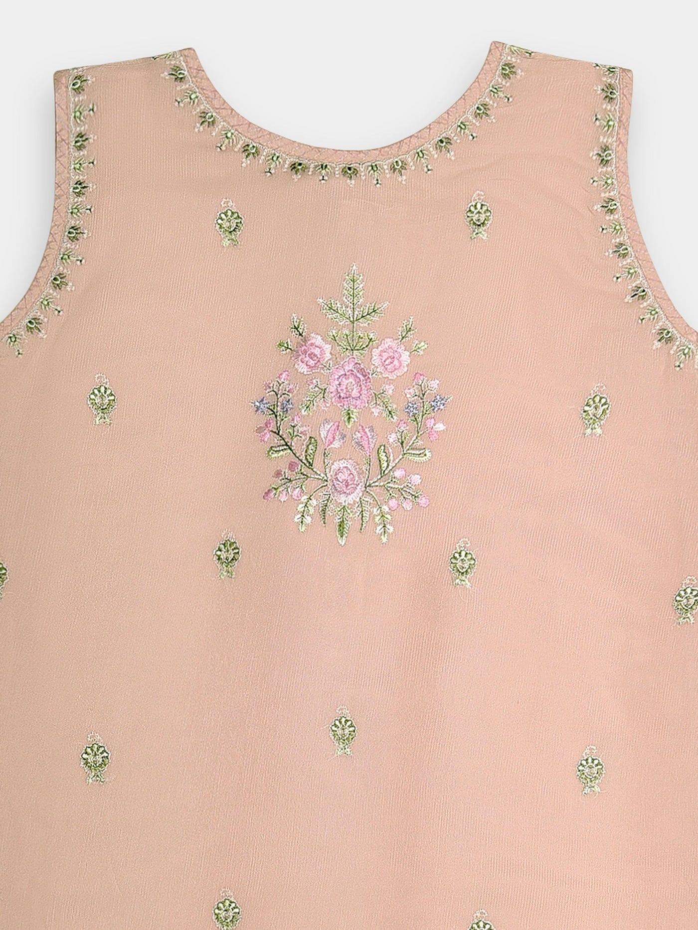 (Kids) 2 Piece - Embroidered Cotton Net Suit Kd089