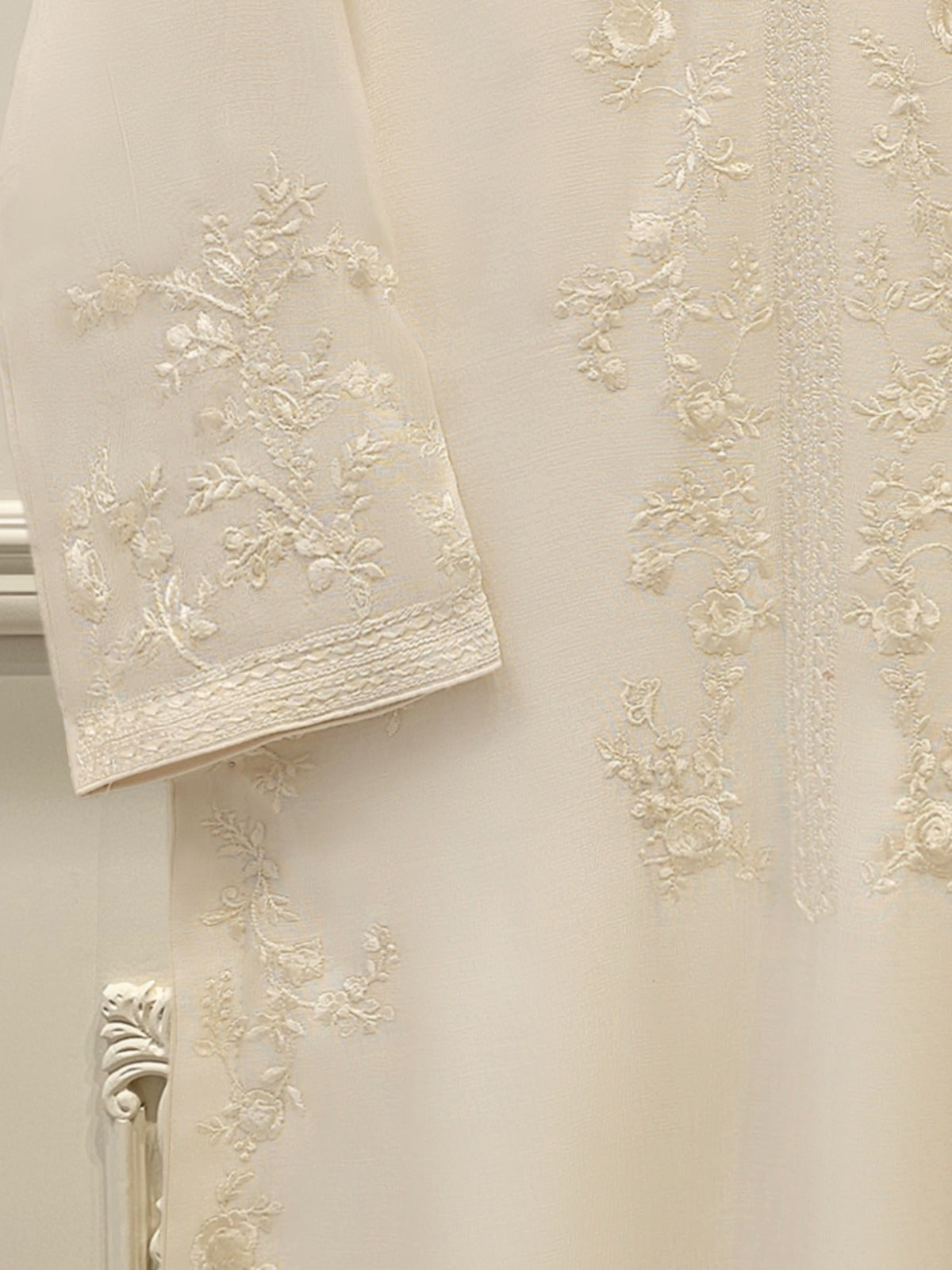 3 Piece - Pure Embroidered Cotton Net Suit S113048