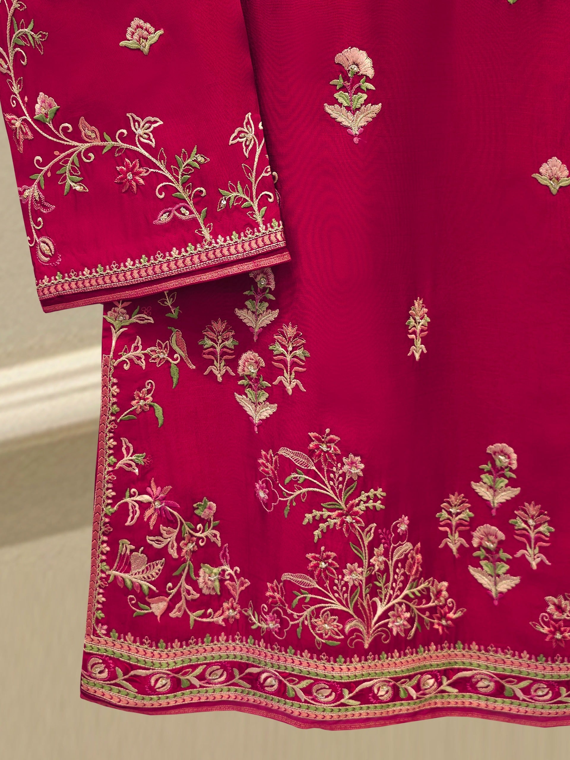 2 Piece-  Pure Embroidered Sheesha Silk Suit S113058
