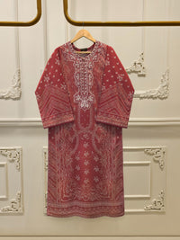 Digital Printed Embroidered Cambric Shirt S113126