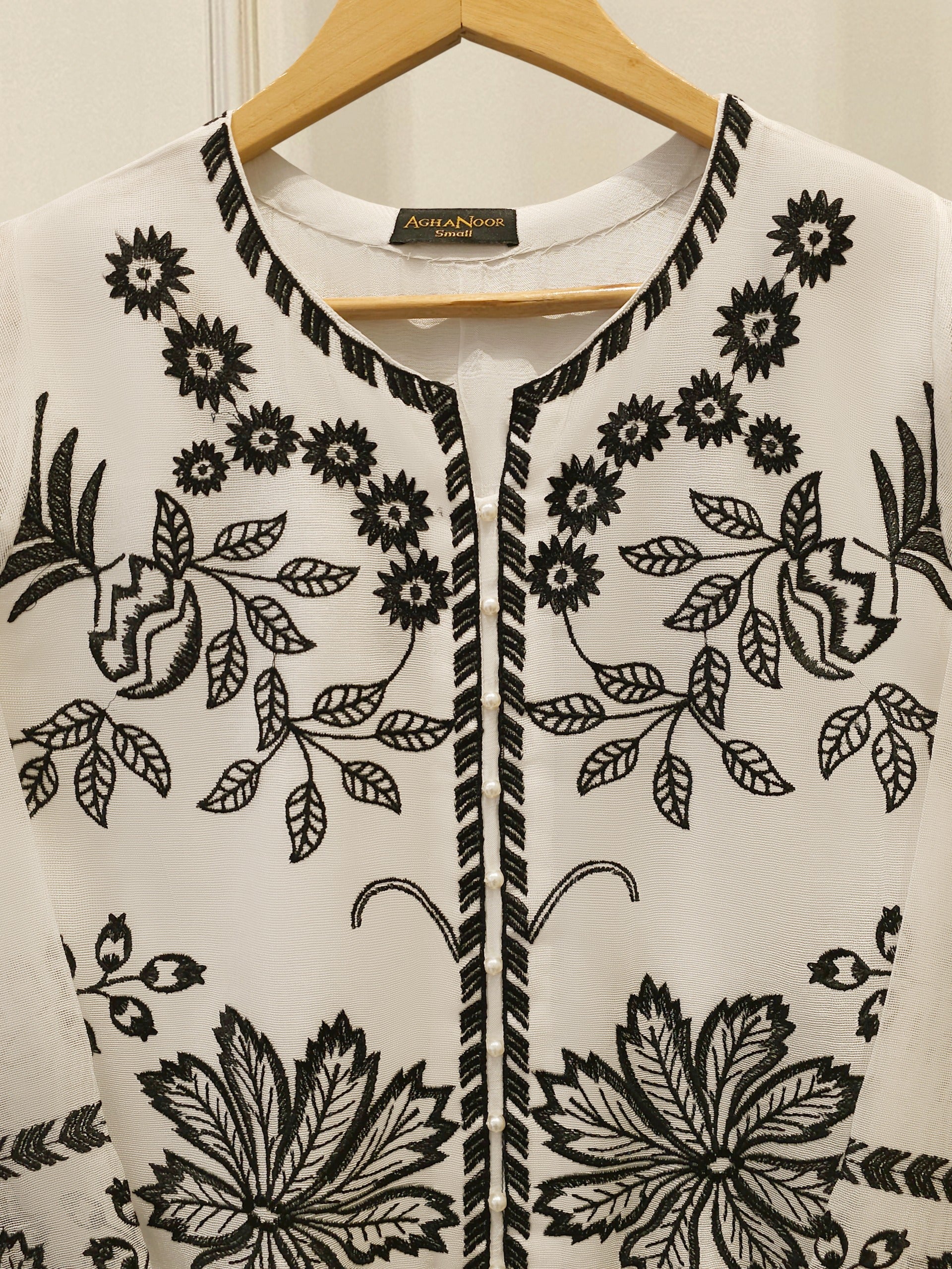 2 Piece - Pure Embroidered Cotton Net Suit S113127
