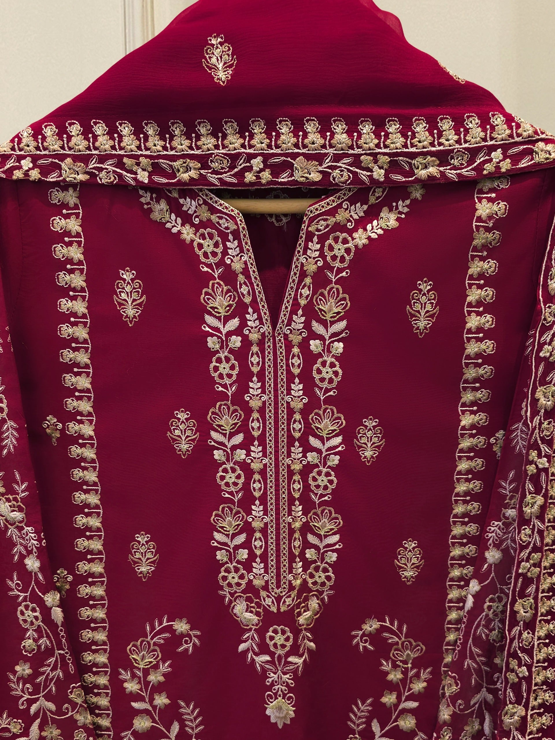 3 Piece - Embroidered Cambric Suit  S113166