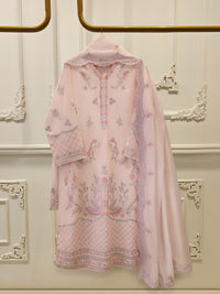 3 Piece - Pure Embroidered Cotton Net Suit S113165