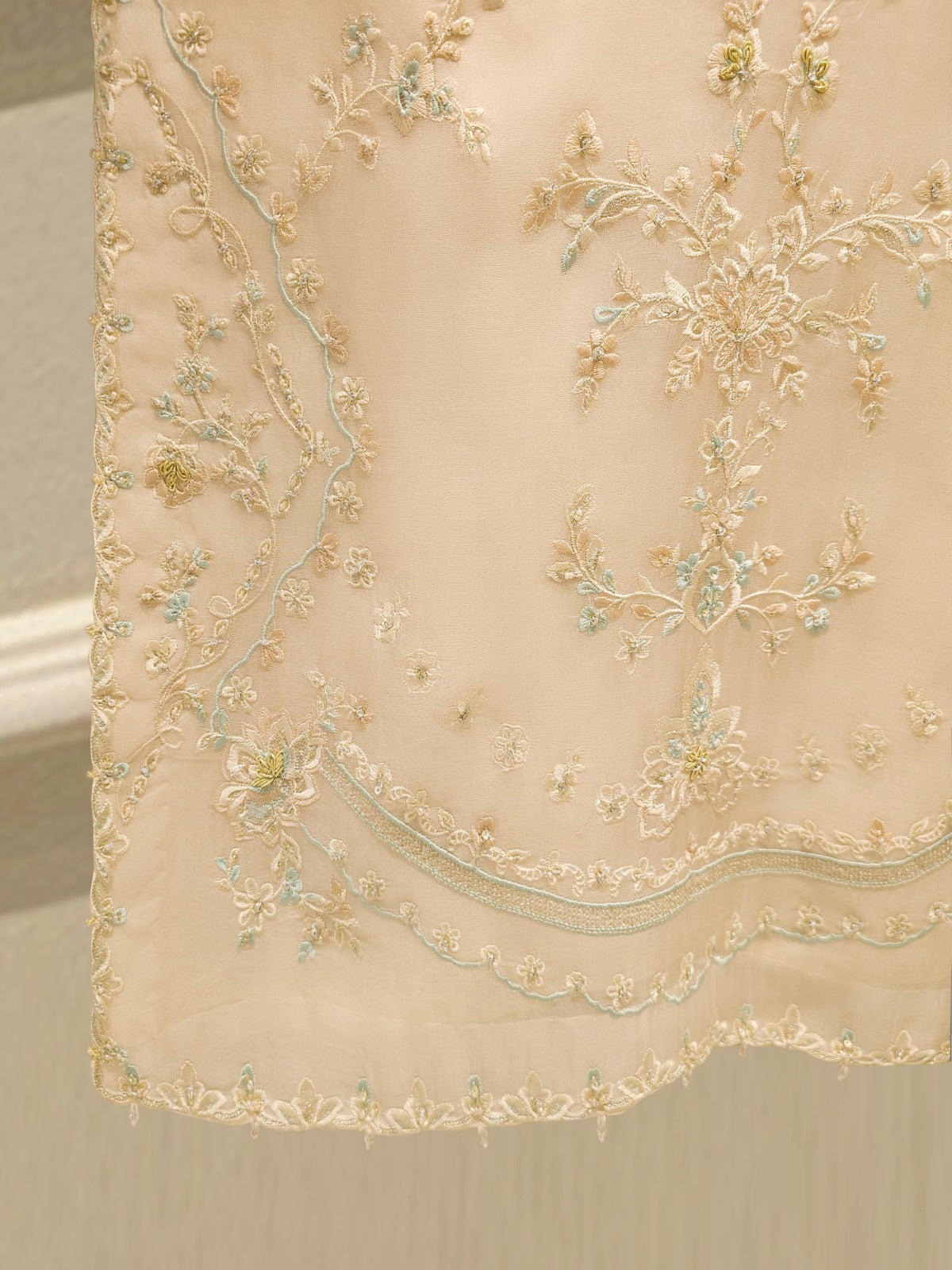 3 Piece - Pure Organza Embroidered Suit S113262