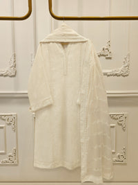 3 Piece - Pure Embroidered Cotton Net Suit S113438