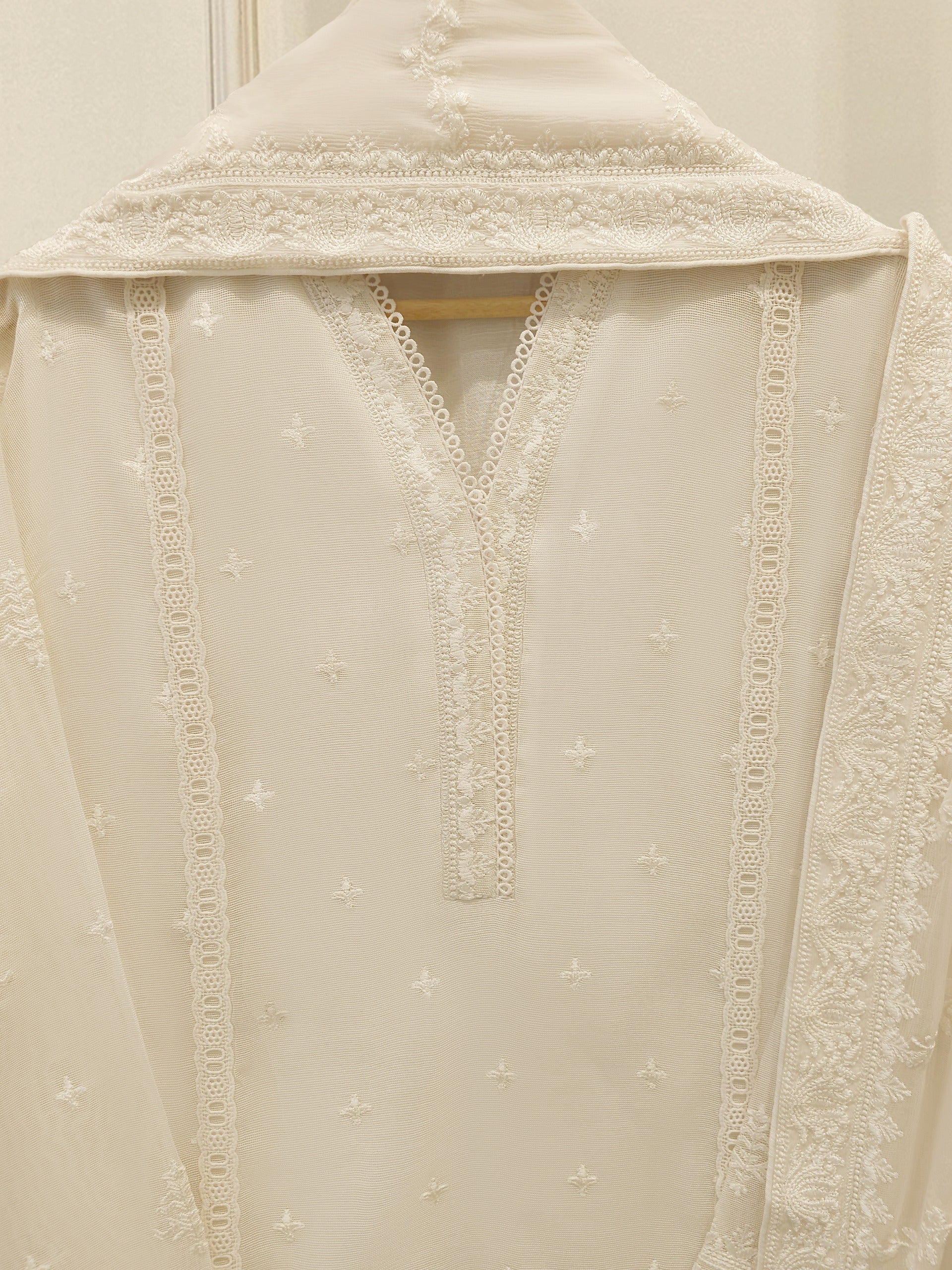 3 Piece - Pure Embroidered Cotton Net Suit S113438