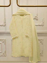 3 Piece - Pure Embroidered Cotton Net Suit S113493