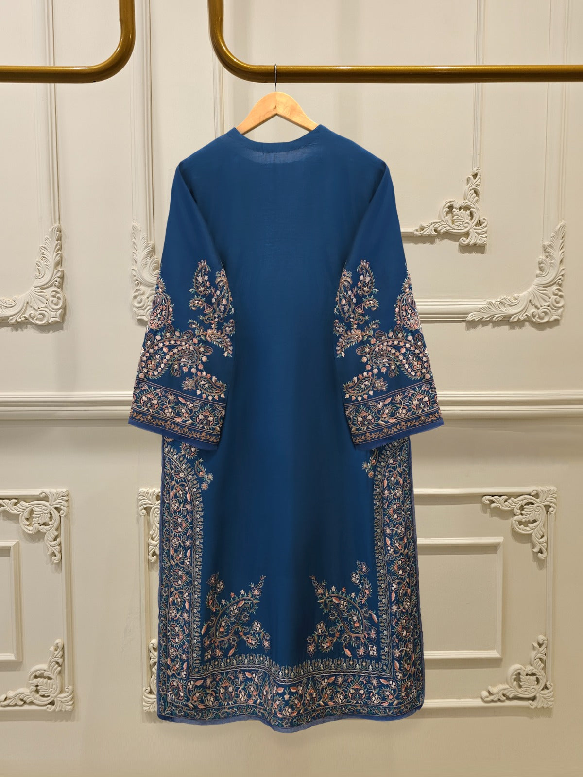 3 Piece- Pure Khadi Silk Embroidered Suit S113495