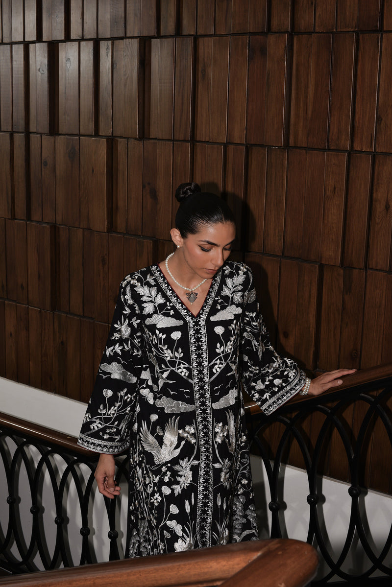 Black Luxury Embroidered Karandi Set (Nel-25633)