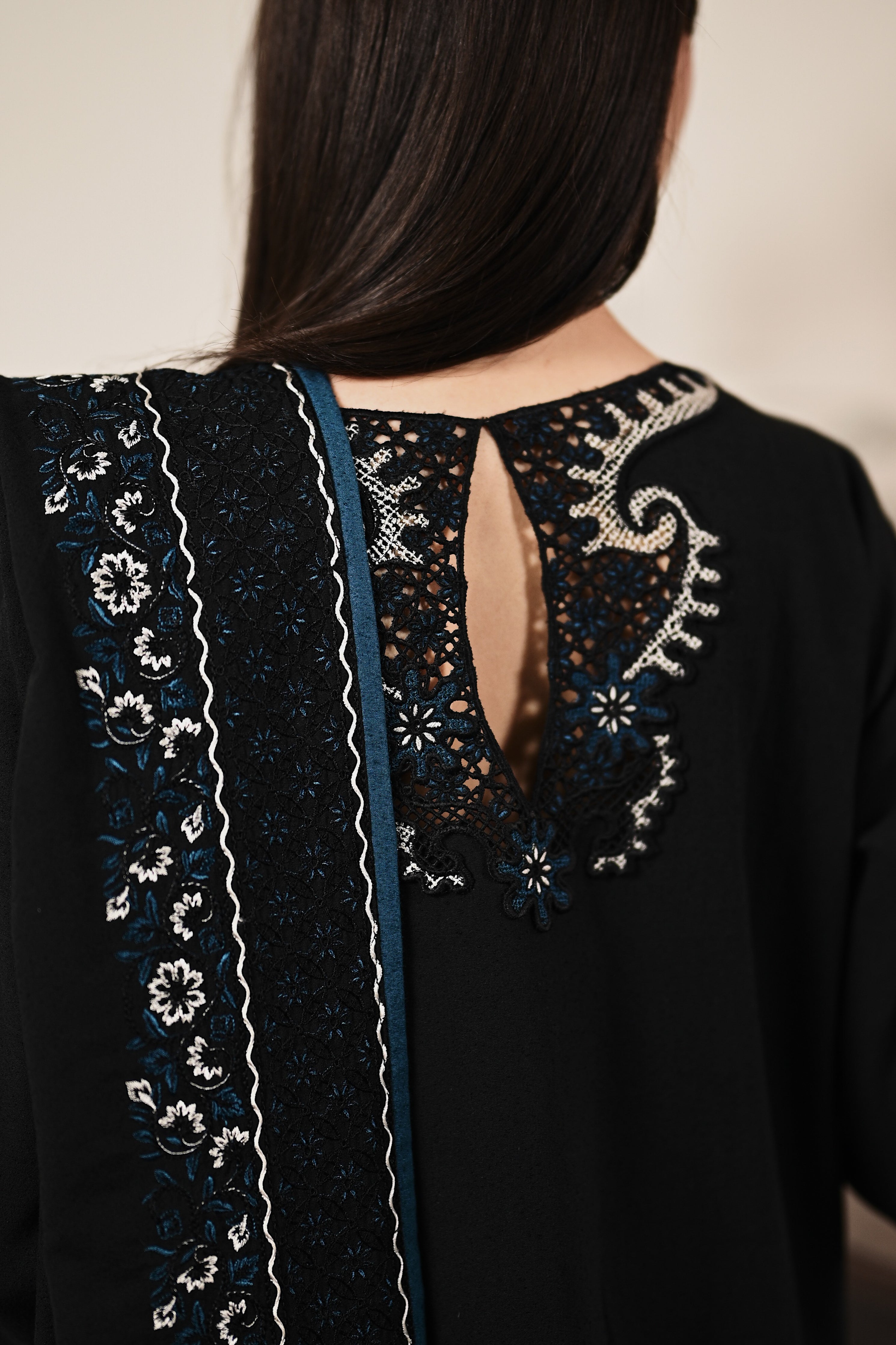 BLACK LUXURY EMBROIDERED KARANDI 3PCS SET (NPA3-25444)-READY TO WEAR