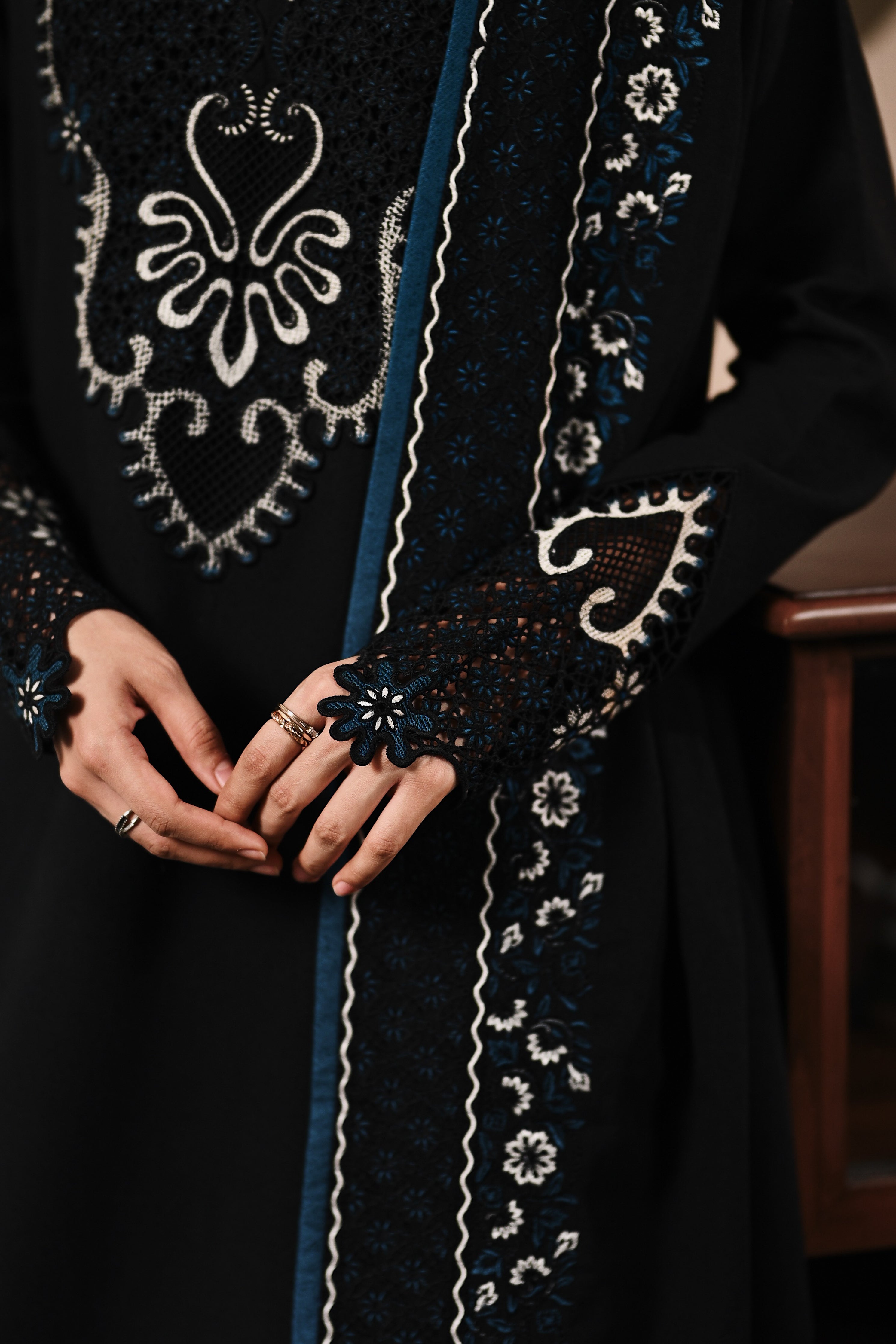 BLACK LUXURY EMBROIDERED KARANDI 3PCS SET (NPA3-25444)-READY TO WEAR