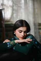 DEEP GREEN LUXURY EMBROIDERED KARANDI 3PCS SET(NPA3-25445)-REDAY TO WEAR
