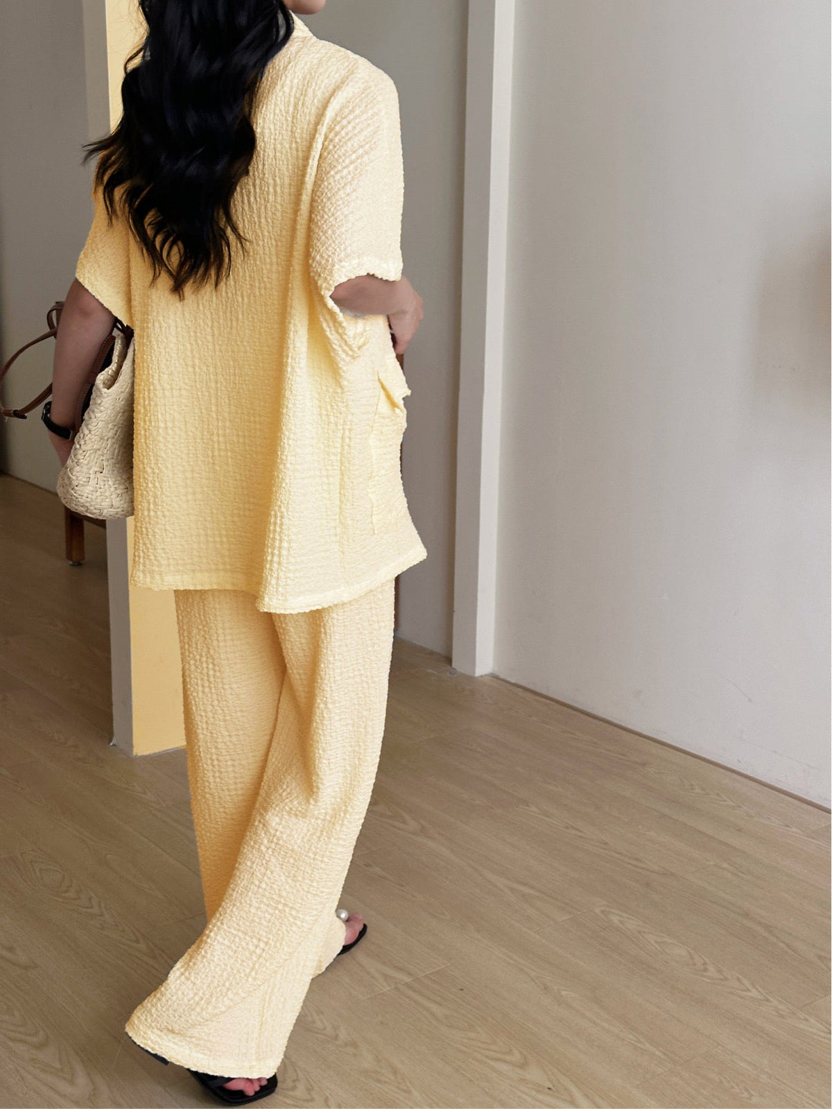 Roohi Yellow Textured suit with Full Zipper