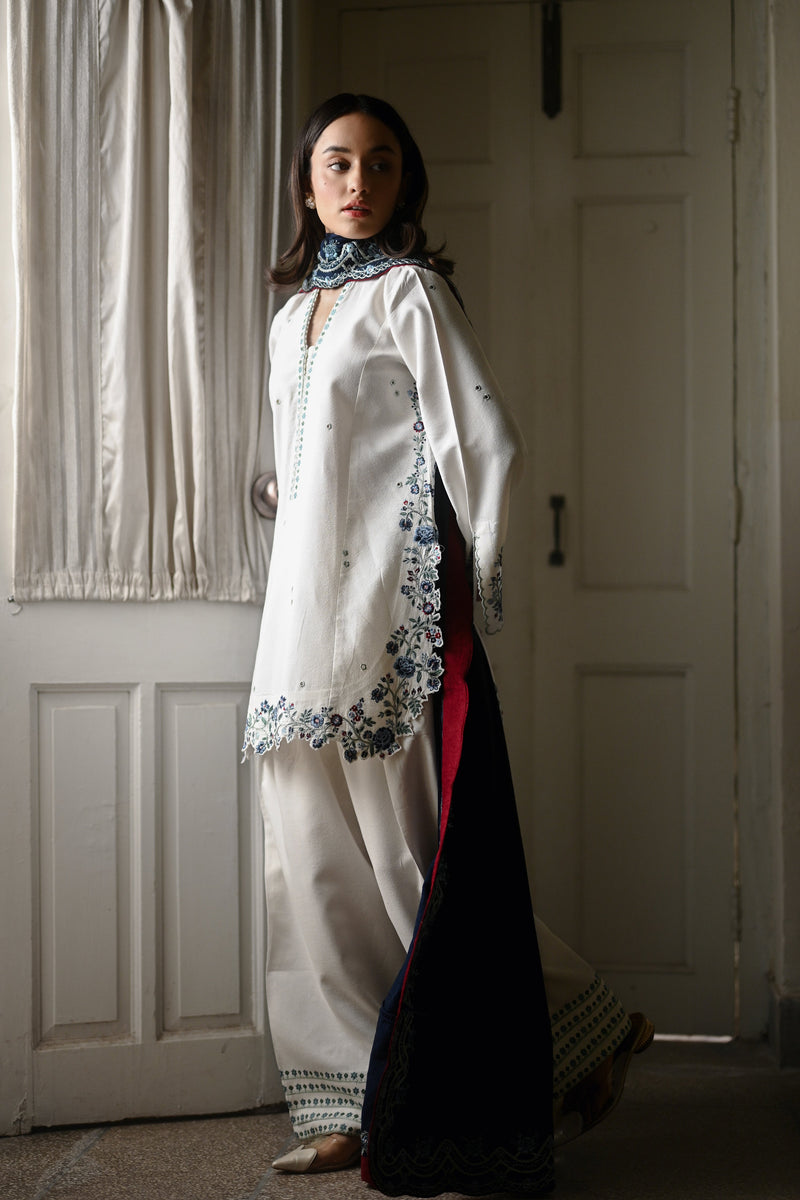 DEEP PLUM LUXURY EMBROIDERED KARANDI SET (NEL-25627) READY TO SHIP