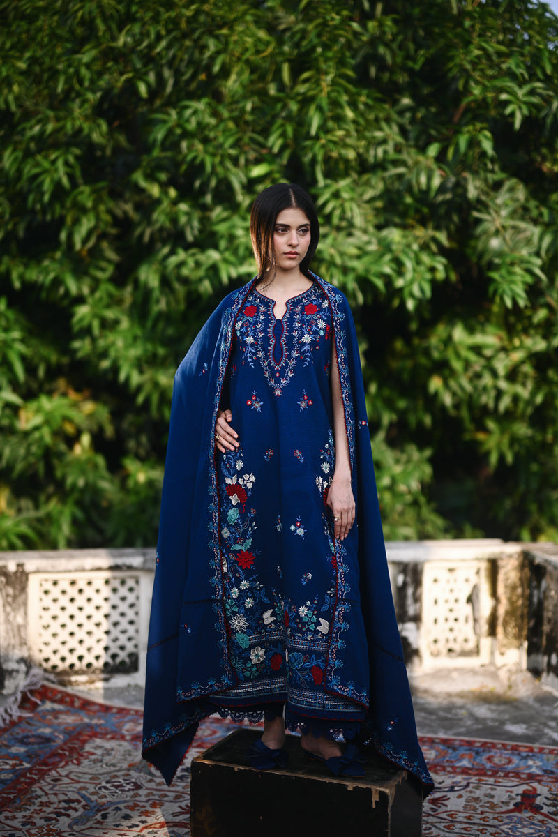 PEACHY PINK LUXURY EMBROIDERED KARANDI 3PCS SET (NPA3-25447)-READY TO WEAR