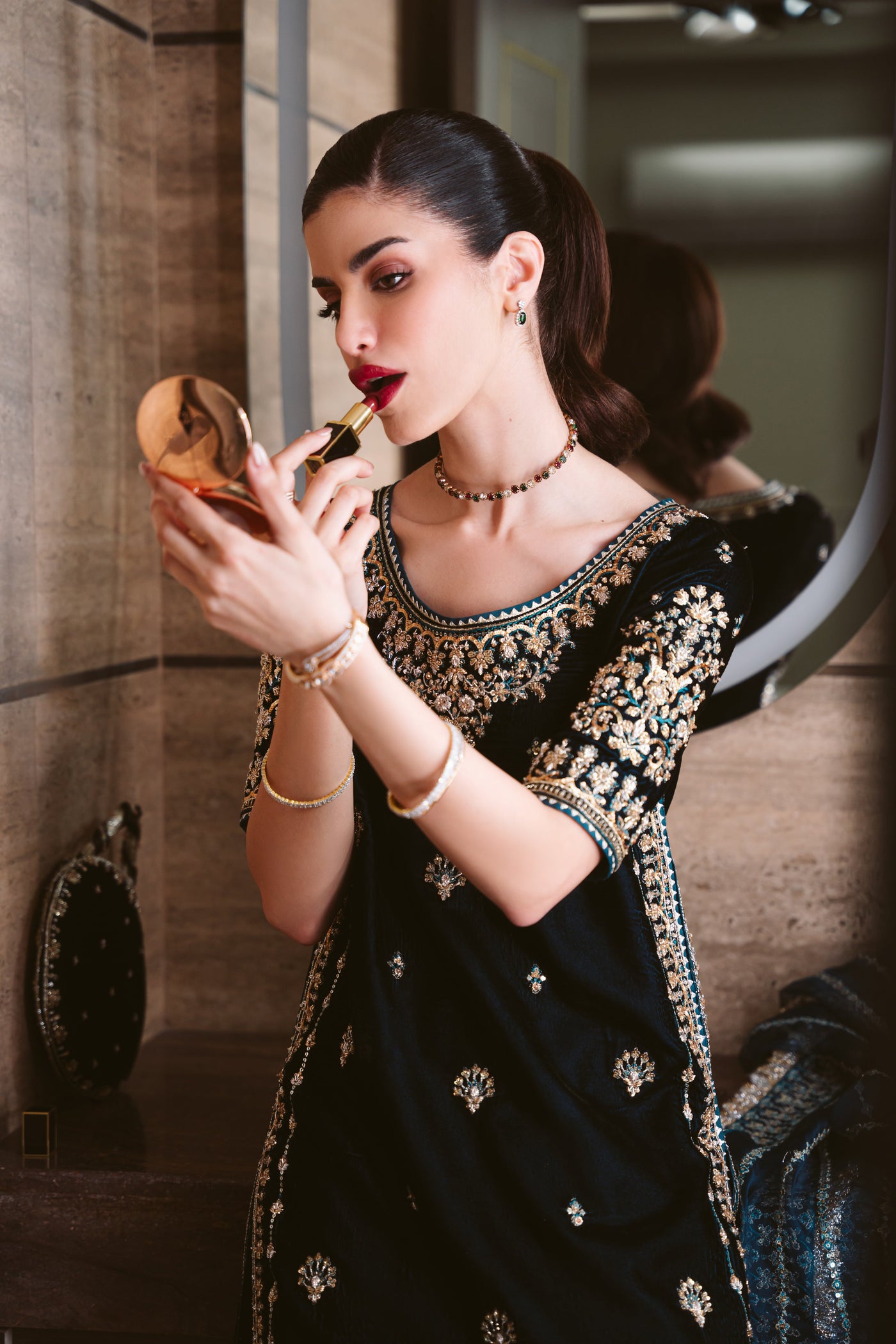 TEAL LUXURY VELVET COUTURE (NPA3-25461)