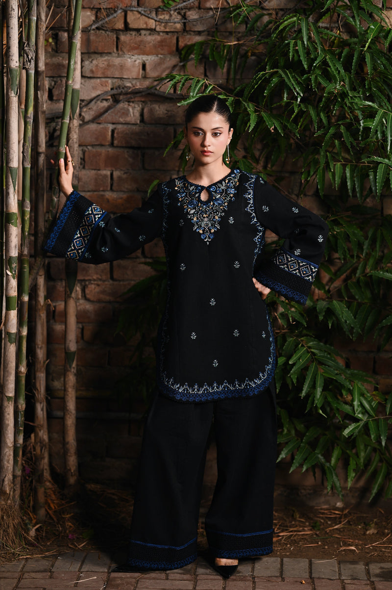 ICE BLUE LILY SET LUXURY PRINTED & EMBROIDERED (NPA2-25313) 2PCS SET READY TO WEAR