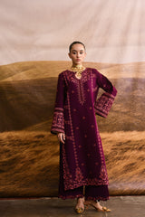 DEEP PLUM LUXURY EMBROIDERED KARANDI 2PCS SET (NPA2-25318)-READY TO WEAR