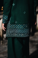 EMERALD GREEN LUXURY EMBROIDERED KARANDI 2PCS SET (NPA2-25317)-READY TO WEAR