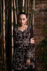 CHOCOLATE BROWNIE LUXURY EMBROIDERED KARANDI 2PCS SET (NPA2-25321)-READY TO WEAR