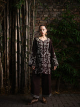 CHOCOLATE BROWNIE LUXURY EMBROIDERED KARANDI 2PCS SET (NPA2-25321)-READY TO WEAR
