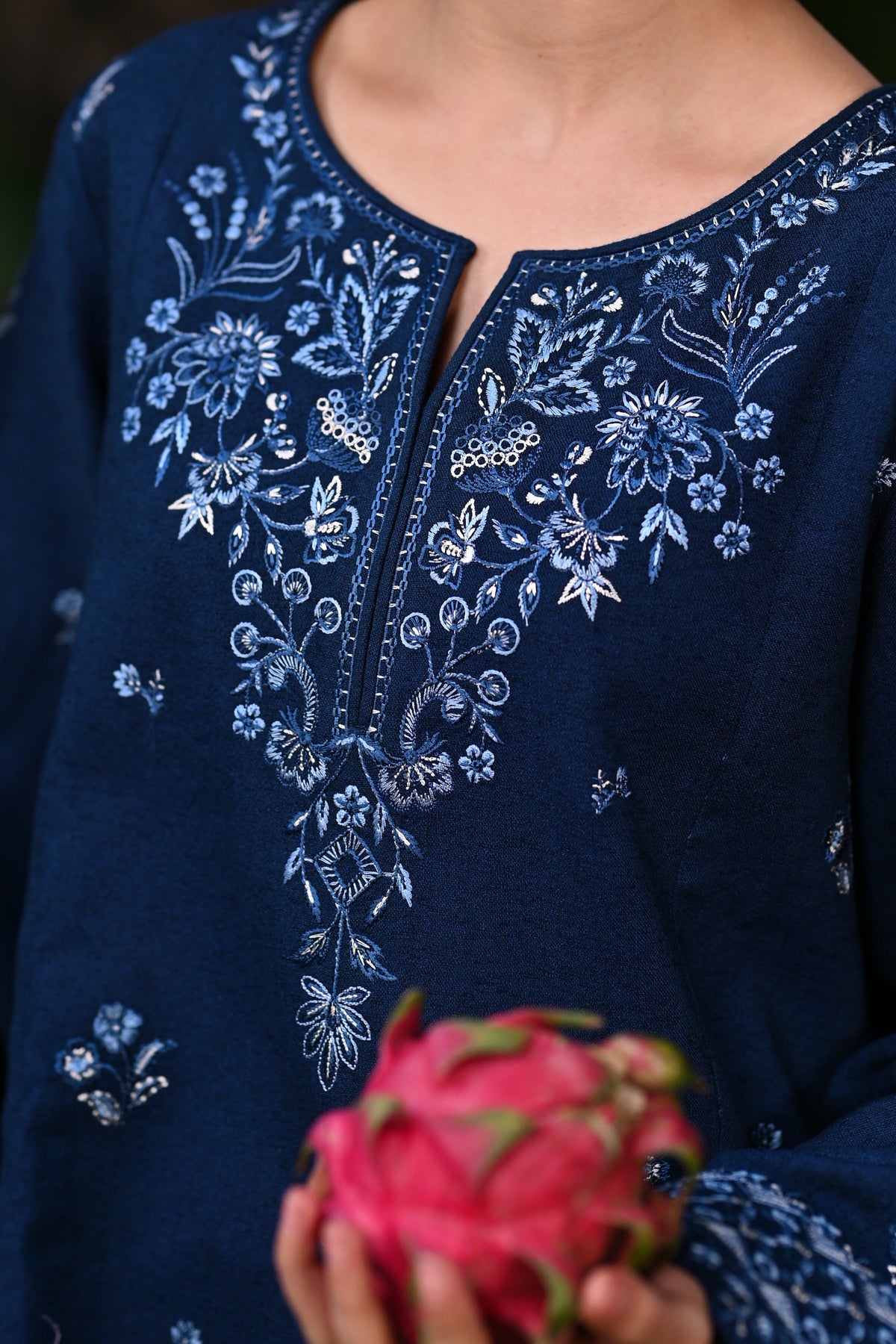 DEEP BLUE LUXURY EMBROIDERED KARANDI 2PCS SET (NPA2-25320)-READY TO WEAR