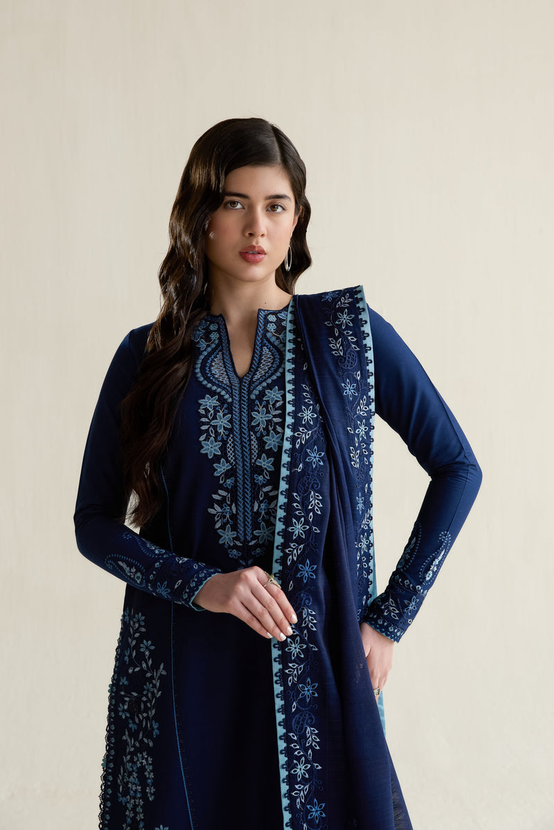 SAND BEIGE LUXURY EMBROIDERED 3PCS SET NPA3-25419 (EID 2025 READY TO WEAR) - EXPRESS SHIPPING