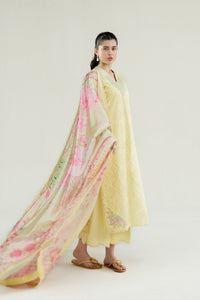 BUTTER YELLOW LUXURY EMBROIDERED LAWN 3PCS SET (NPA3-26403) - RAMADAN 2026 READY TO WEAR