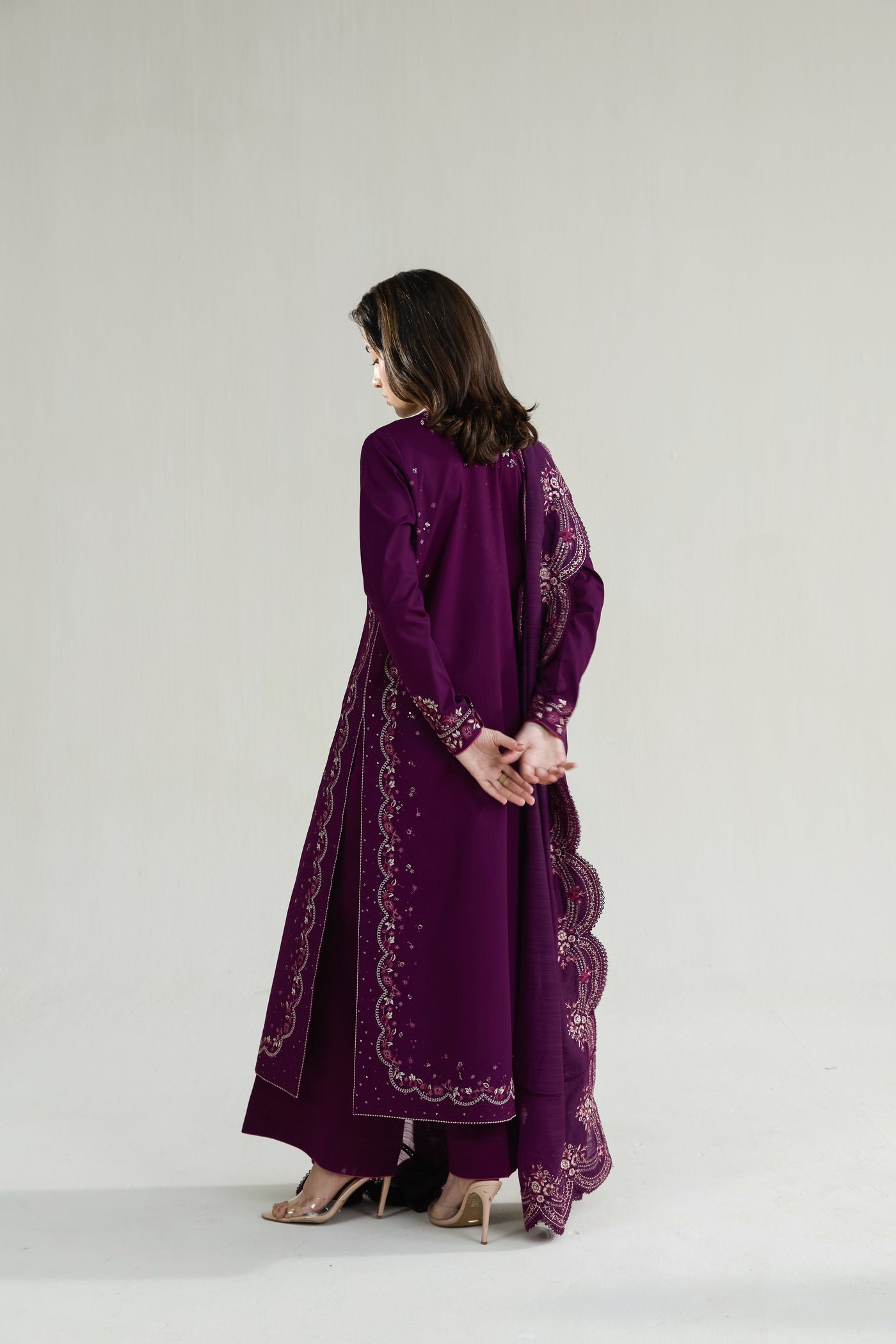 Deep Plum Luxury Embroidered Lawn 3Pcs Set (Npa3-26410) - Ramadan 2026 Ready To Wear