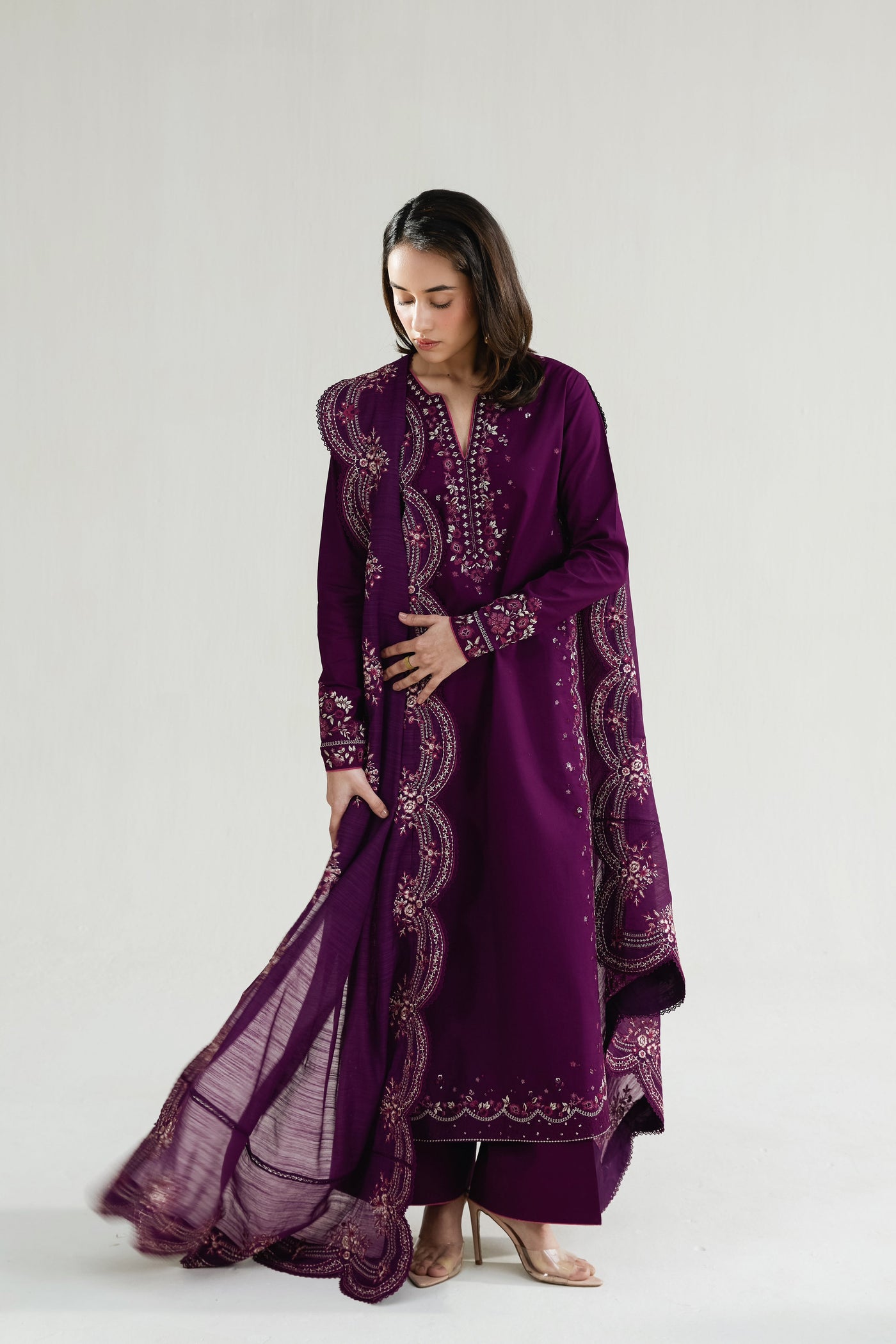 BLACK LUXURY EMBROIDERED 3PCS SET (NPA3-26422) - READY TO WEAR