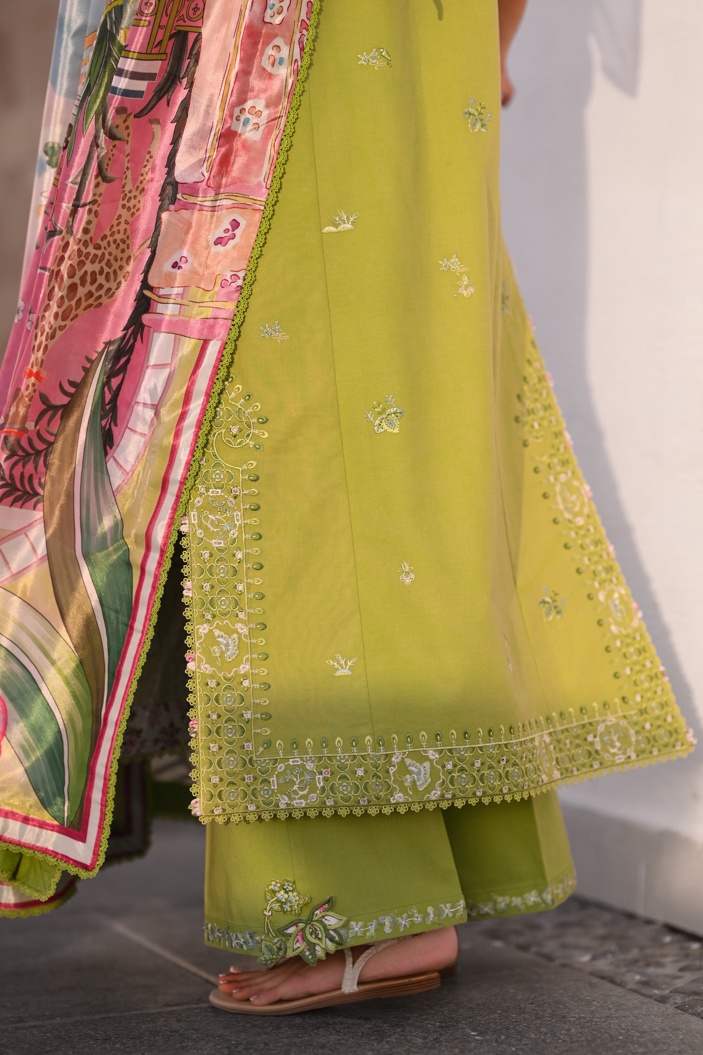 KIWI GREEN LUXURY EMBROIDERED LUXURY LAWN SET (NEL-26608) LUXURY LAWN x EID 2026