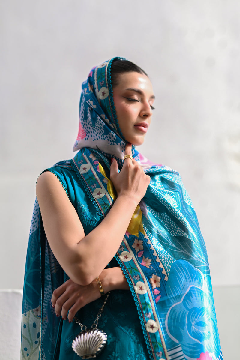 Deep Turquoise Luxury Embroidered Lawn (Nel-26609) Luxury Lawn X Eid 2026