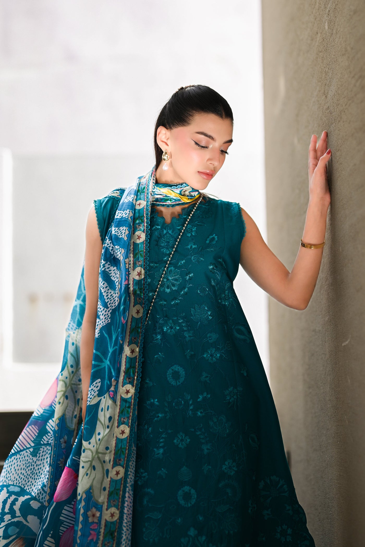 Deep Turquoise Luxury Embroidered Lawn (Nel-26609) Luxury Lawn X Eid 2026