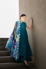 DEEP TURQUOISE LUXURY EMBROIDERED LAWN (NEL-26609) LUXURY LAWN 2026
