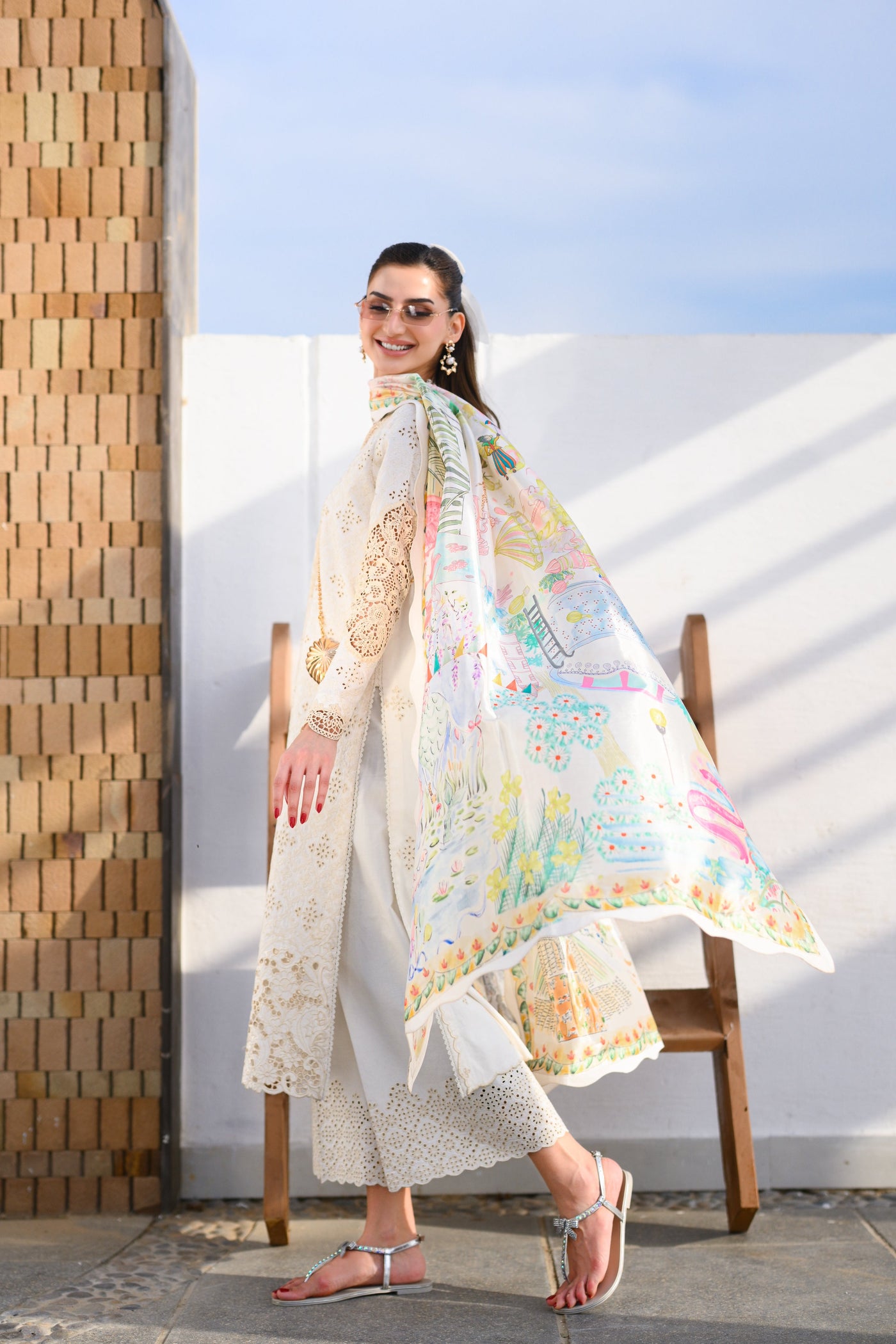 IVORY LUXURY EMBROIDERED LAWN SET (NEL-26604) LUXURY LAWN x EID 2026