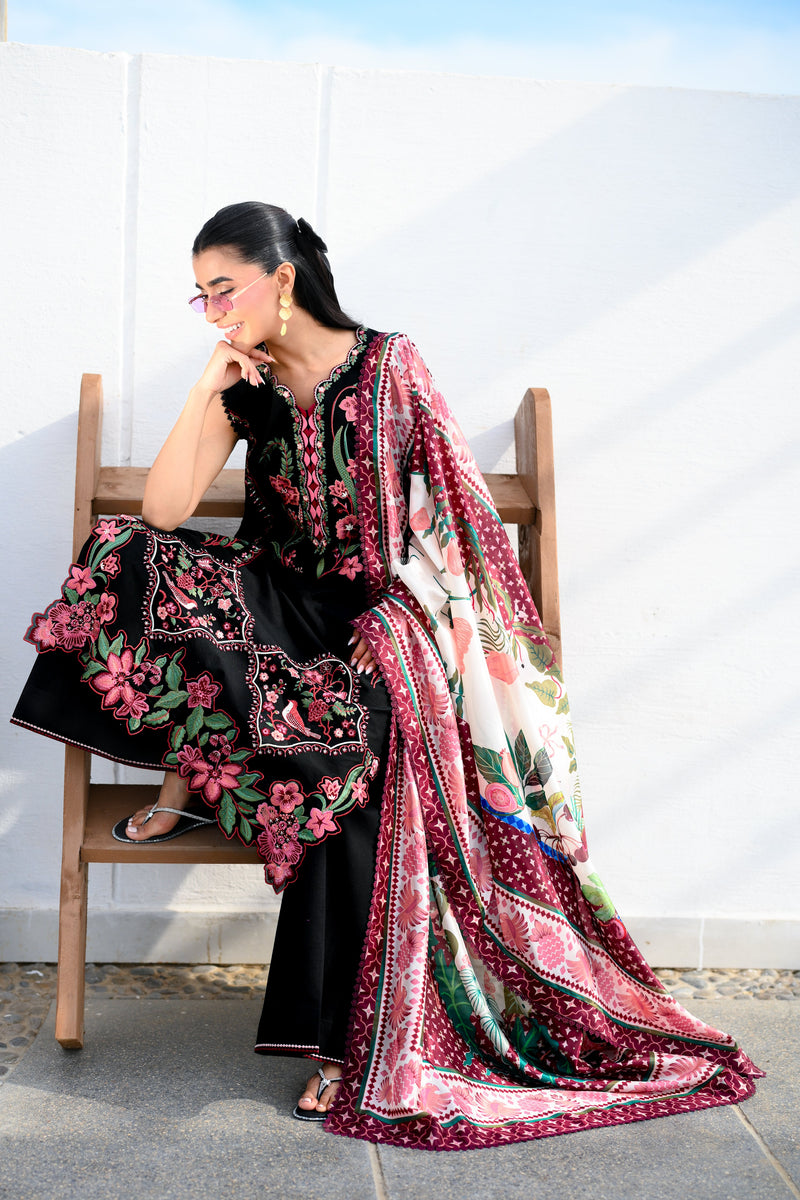 Black Luxury Embroidered Lawn 3Pcs Set (Nel-26611) Luxury Lawn X Eid 2026