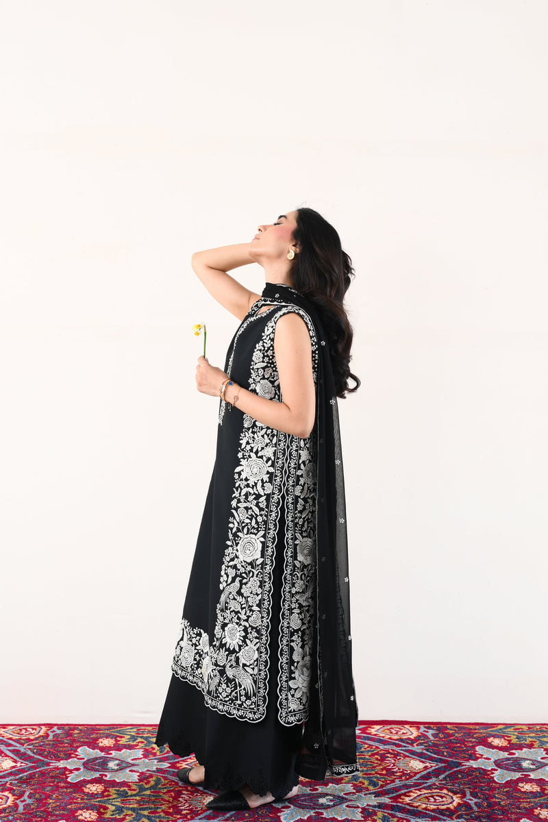 BLACK LUXURY EMBROIDERED LAWN 3PCS SET (NPA3-26411) - READY TO WEAR / EXPRESS SHIPPING