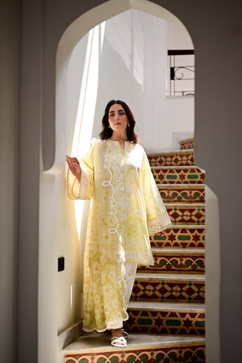 KIWI GREEN LUXURY EMBROIDERED LUXURY LAWN SET (NEL-26608) LUXURY LAWN x EID 2026