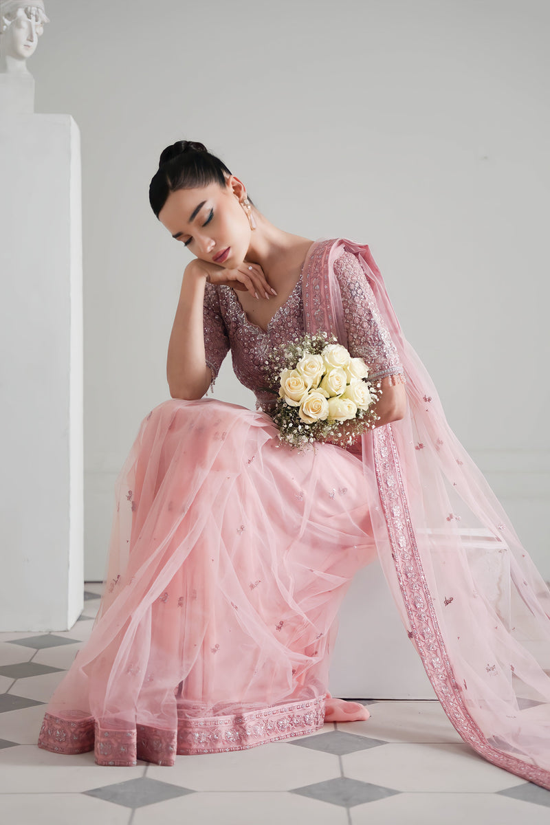 Blush Pink Modern Timeless Saree Wedding Edit 2024/2025 (Npa3-24429)