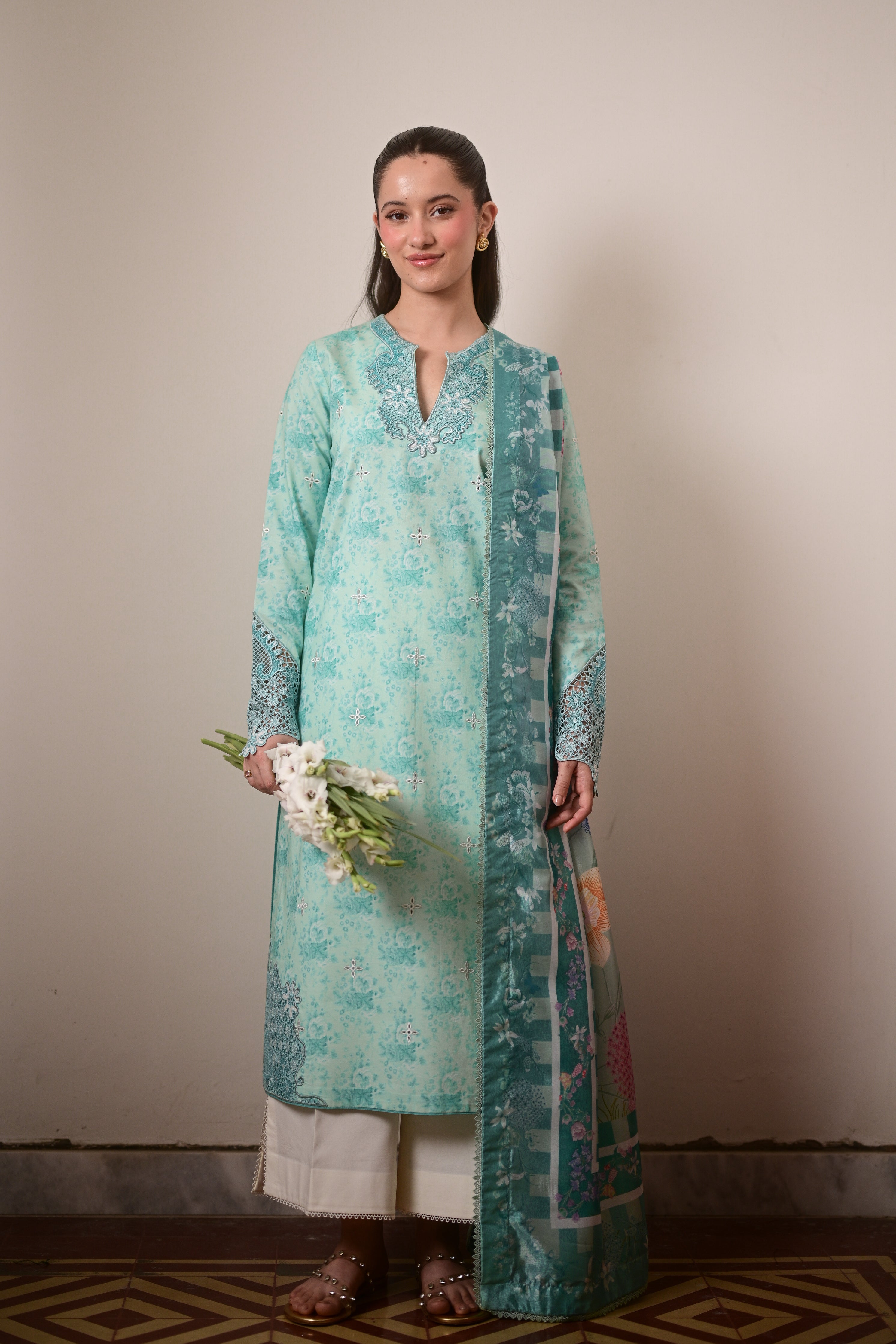 AQUA GARDEN LUXURY PRINTED EMBROIDERED LAWN SET (NEL-26621) 2026